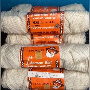 5 NWT Vintage Lion Brand Yarn Fishermen's Knit Worsted 100% Virgin Wool Made USA